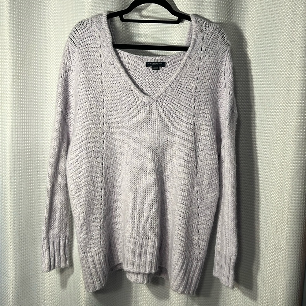 American Eagle Jegging Fit Oversized Chunky Knit Pullover Sweater Lavender Small